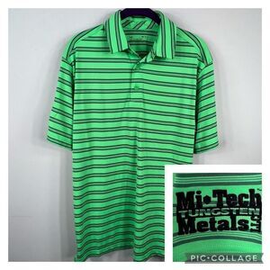 Under Armour Moisture Wicking Striped Polo with “Mi-Tech Tungsten Metals” Patch